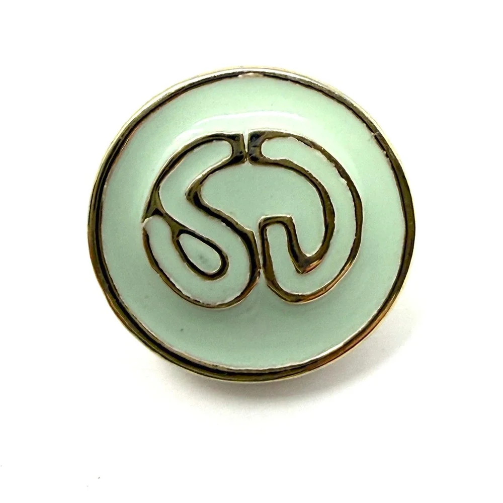 St. John Sport by Marie‎ Gray Mint Green Enamel Logo Buttons Gold Tone Set of 7